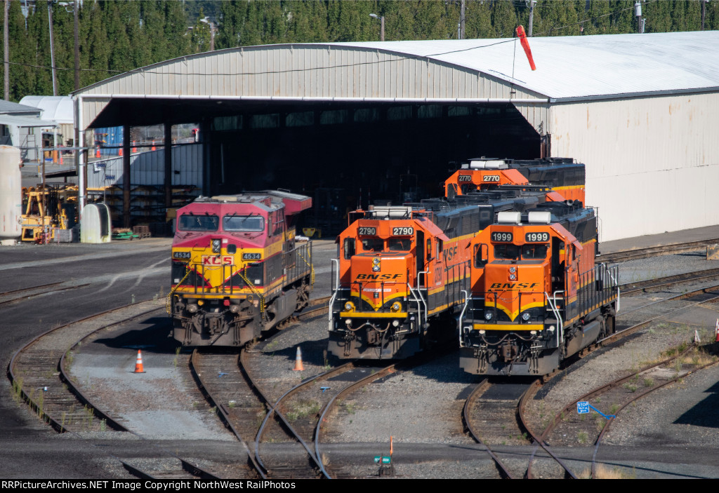 Group of locomotives in tacoma yard